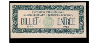 ticket entree paris 1925