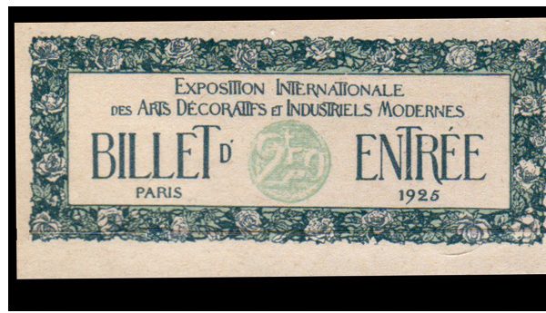 ticket entree paris 1925