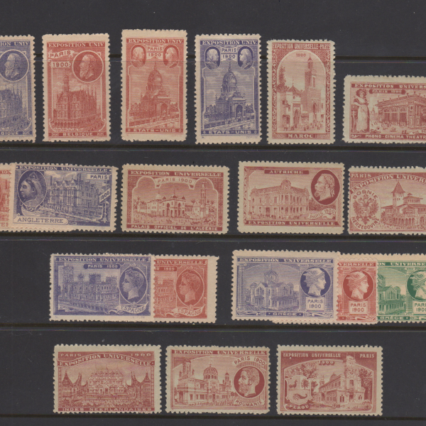 Vignettes commemoratives 
des  divers Pavillons des Pays participants